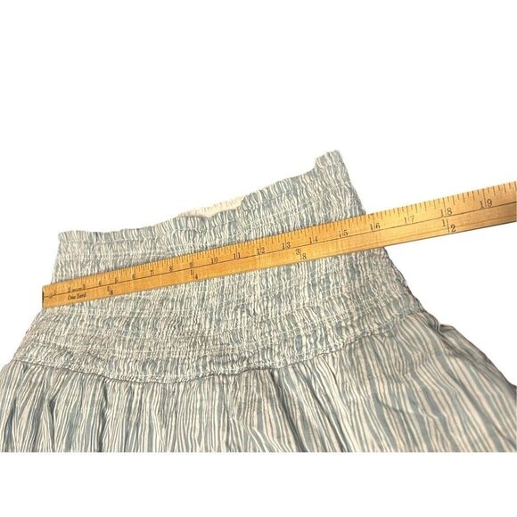Maeve Anthropologie XL Karyn smocked midi skirt blue white textured cotton - Picture 4 of 8